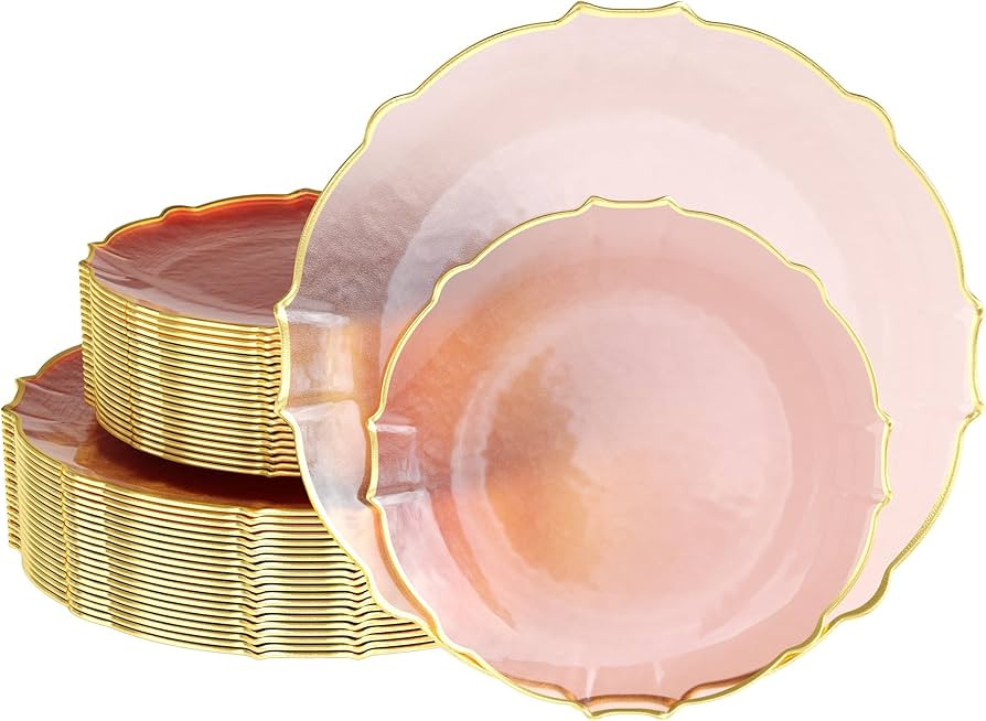 Exquisite Disposable Plastic Plates for Party 40 Piece Fancy Plastic Plates Disposable Plates 20 ... | Amazon (US)