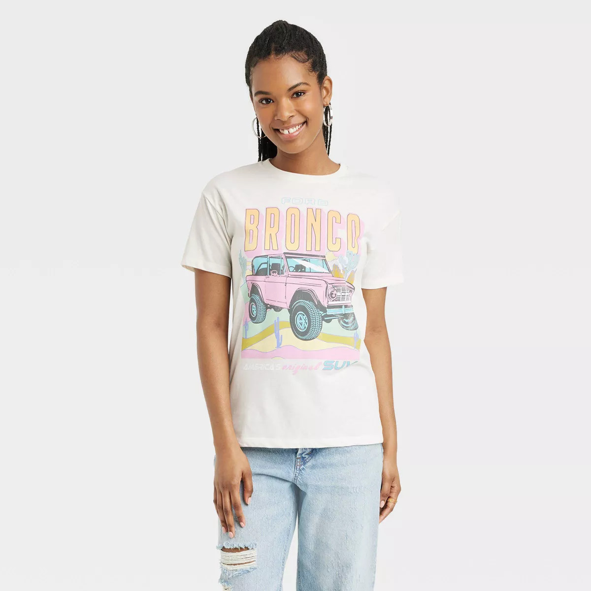 Women's Ford Bronco Short Sleeve Graphic T-Shirt - Off-White | Target