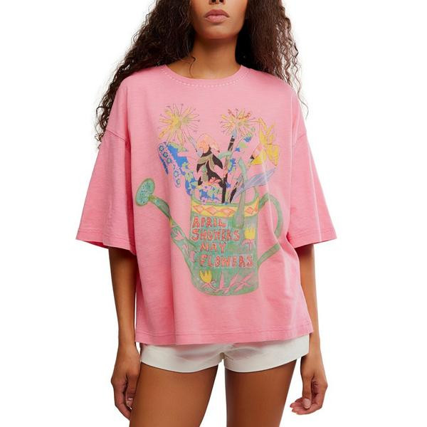 Women's Free People We The Free In Spring T-Shirt Large Pink Poppy Combo | Scheels Sports