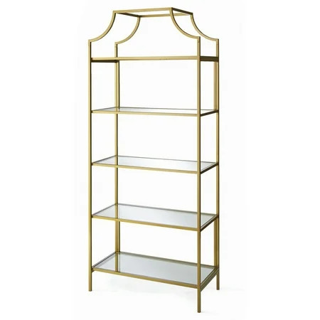 Better Homes & Gardens 71" Nola 5-Tier Etagere Bookcase, Gold Finish | Walmart (US)