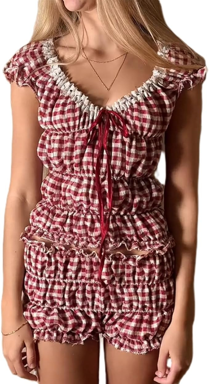 Argeousgor Women Sexy Two Piece Skirt Sets Strapless Hollow Out Tube Tops Bodycon Mini Skirts Nig... | Amazon (US)