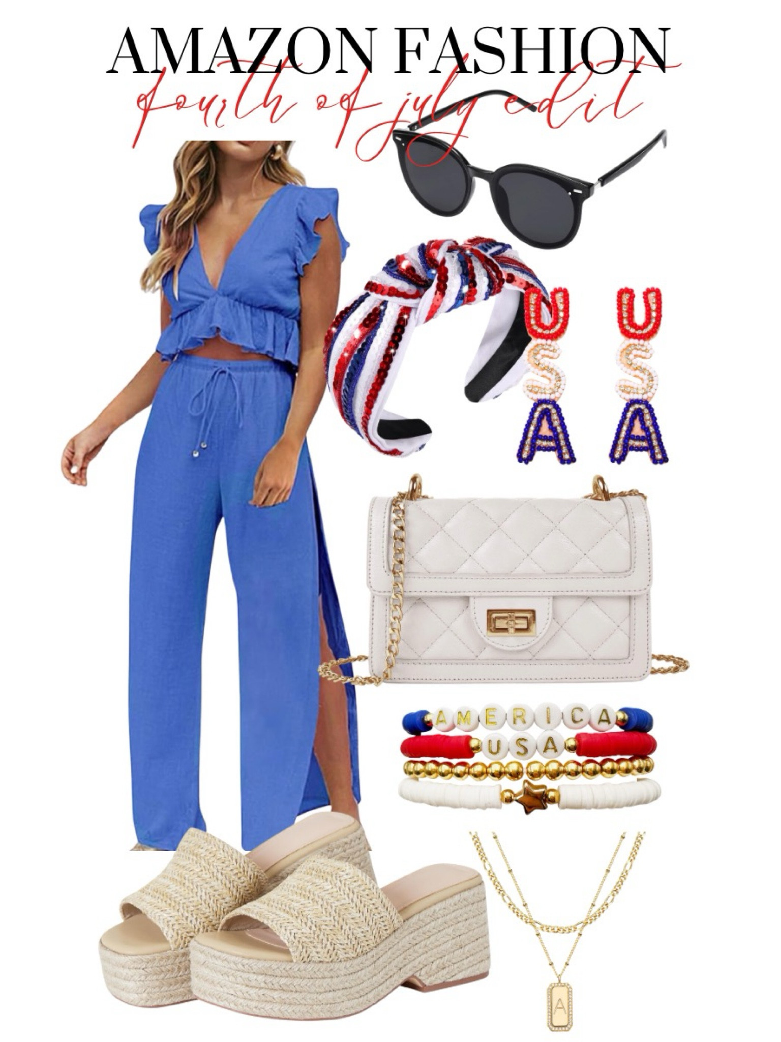 Love this #twopieceset from Amazon for #fourthofjuly
¿ I paired it with some festive
#redwhiteandblue earrings, headband, and bracelets! The #espadrilles give this look more of a summer vibe and are perfect for the holiday!
• #lemon8amazonhaul #lemon8amazon

#LTKSeasonal #LTKStyleTip #LTKFindsUnder100