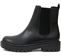 Amazon.com | Soda Pilot ~ Women Lug Sole Low Heel Chelsea Fashion Ankle Bootie w/Double Elastic G... | Amazon (US)