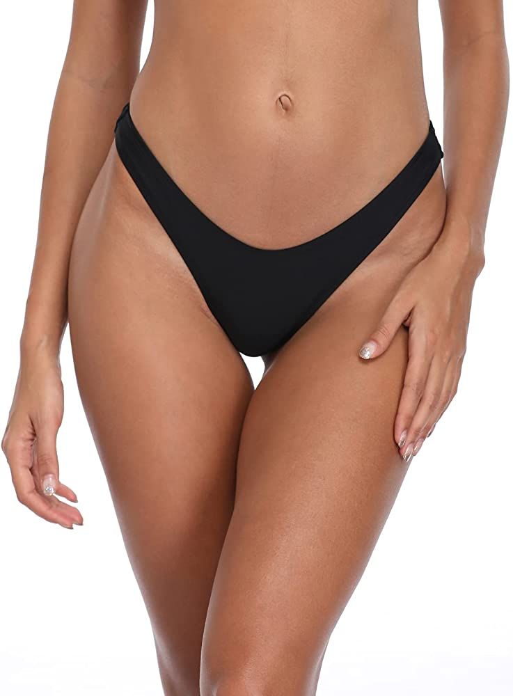 RELLECIGA Women's High Cut Thong Bikini Bottom | Amazon (US)