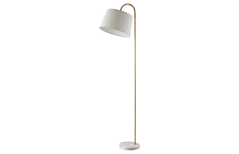 Madeline Floor Lamp, Gold/White | One Kings Lane