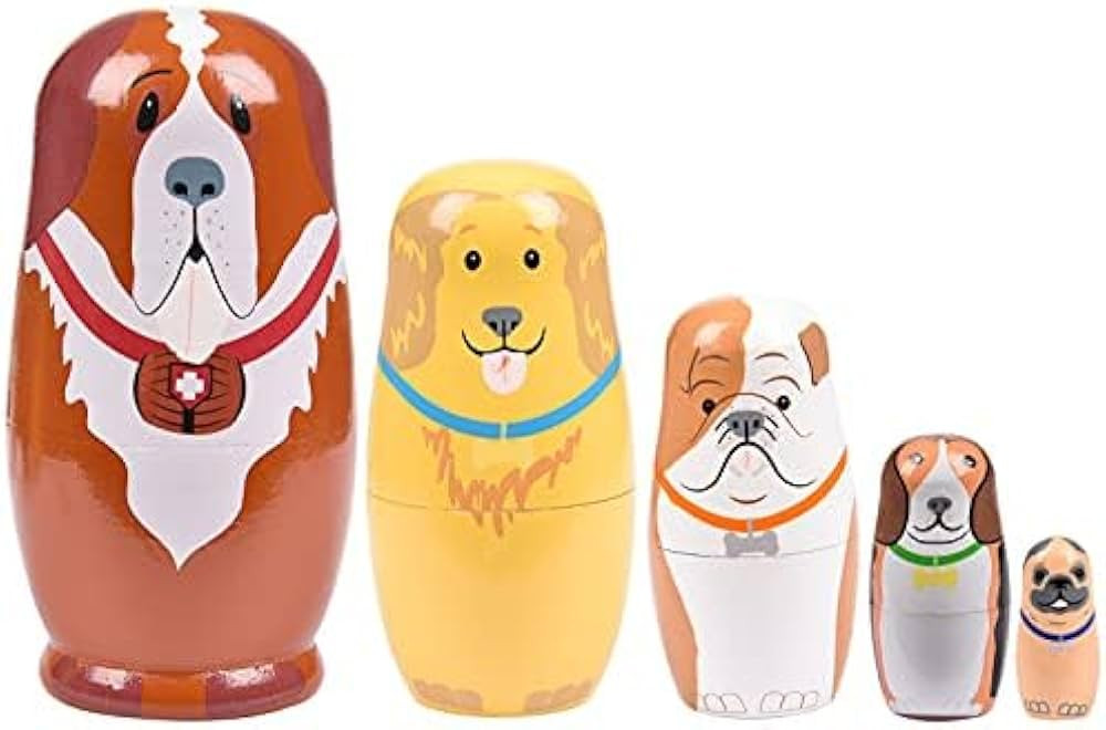 Russian Nesting Dolls, Stacking Wooden Handmade Matryoshka Dolls, 5 Pcs 6 "Tall Animal Nesting Ea... | Amazon (US)