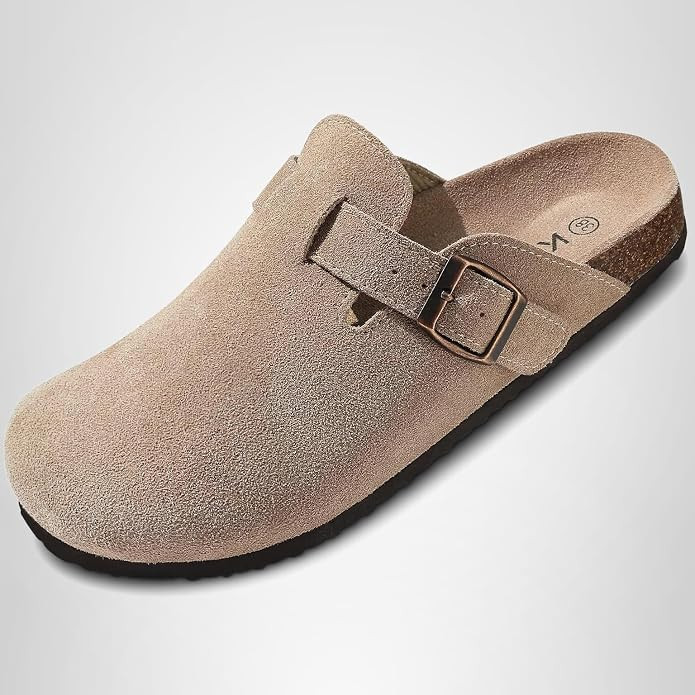 KIDMI Genuine Suede Clogs for Women Men Cork Footbed Sandals Leather Mules Potato Shoes with Arch... | Amazon (US)