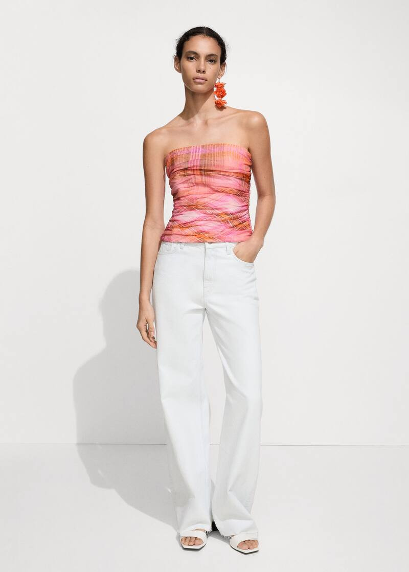 Checked print top -  Women | Mango USA | MANGO (US)