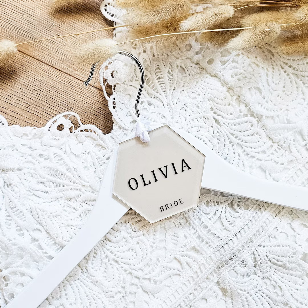 Personalised Wedding Hanger Charm Acrylic Hanger Name Tags - Etsy | Etsy (US)