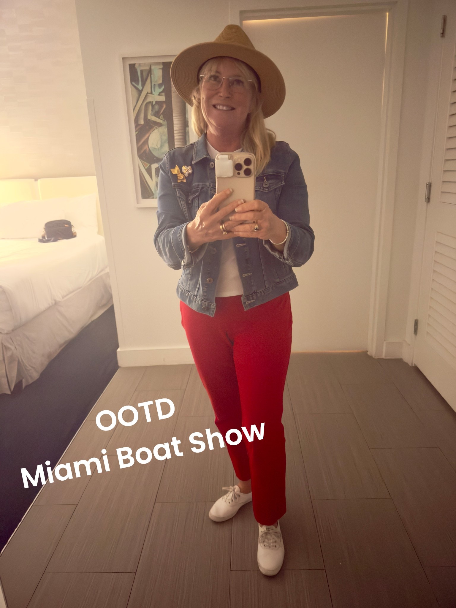 We are enjoying the Miami Boat Show this weekend. My red pants are a nod to Valentine’s Day! My outfit includes lots of sun protection and comfortable shoes! 

#LTKTravel #LTKOver40 #LTKootd