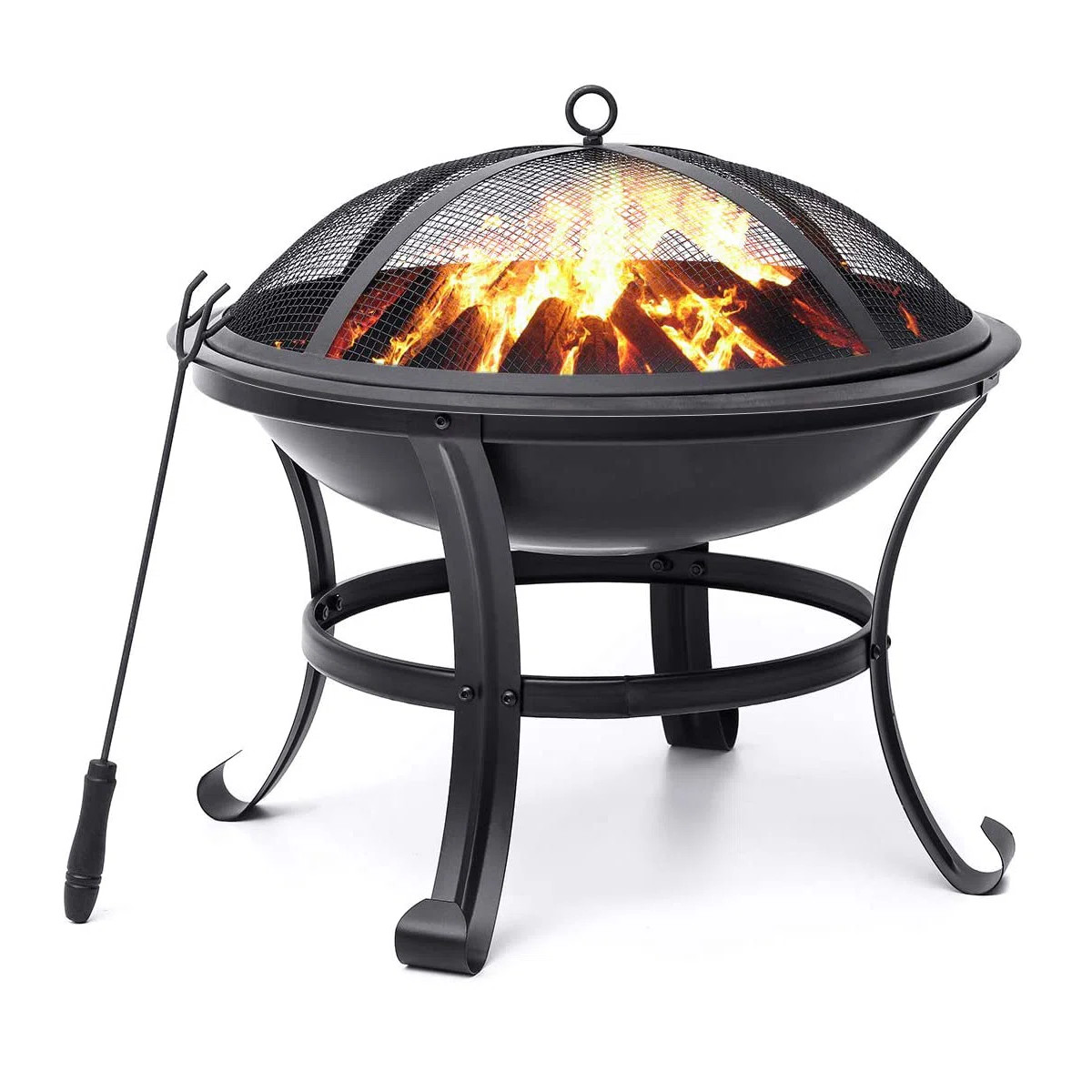 Martinique 20" H x 22" W Steel Outdoor Fire Pit with Lid | Wayfair North America