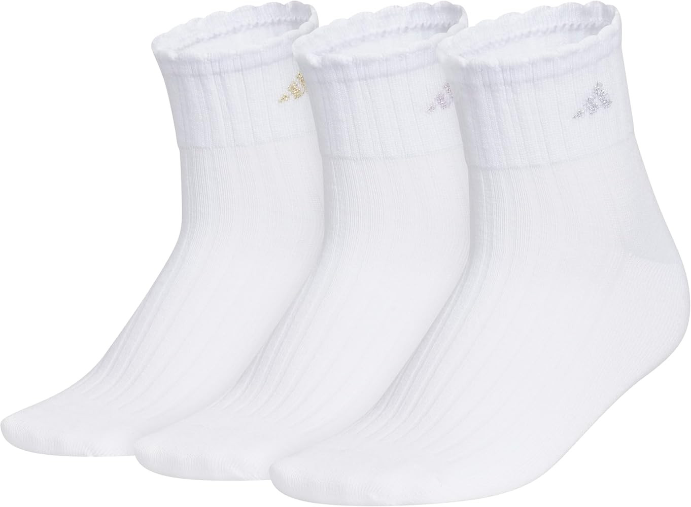 adidas Women's Scalloped Socks (3 Pairs) Quarter Ankle Height | Amazon (US)