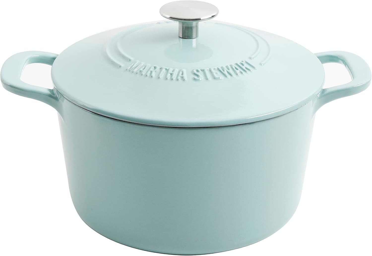 MARTHA STEWART Gatwick 7-Quart Enamel Cast Iron Dutch Oven – Martha Blue – Durable Heavy-Duty Dutch Oven for Slow Cooking, Braising & Baking | Amazon (US)