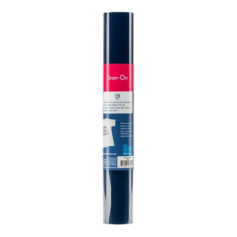 Hello Hobby 12" x 2' Navy Iron-On Craft Vinyl Roll | Walmart (US)