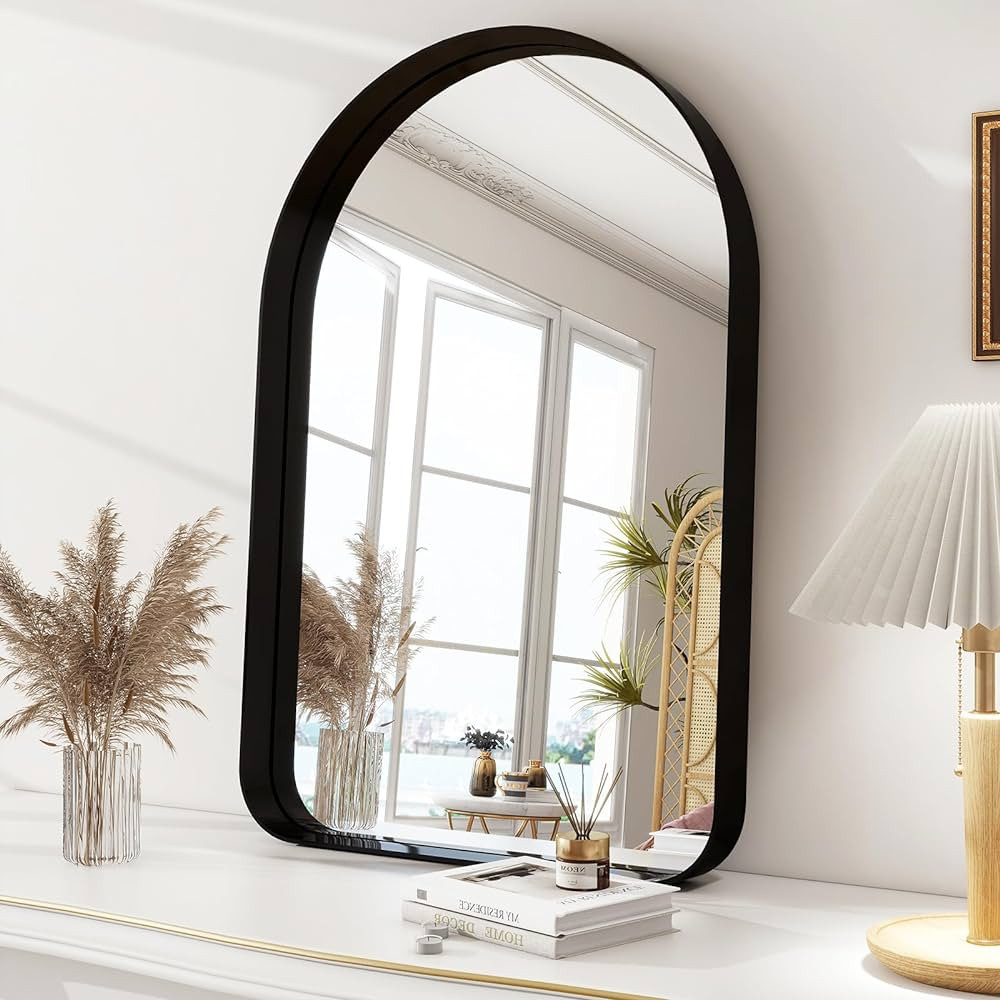 Easly 38"x26" Arched Bathroom Mirror - Modern Black Mirror for Wall with Rounded Corners, Bathroo... | Amazon (US)