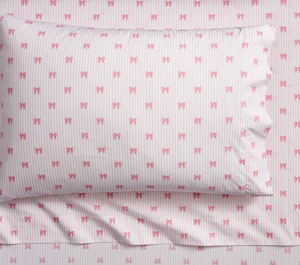 Bella Bow Stripe Organic Sheet Set | Pottery Barn Kids