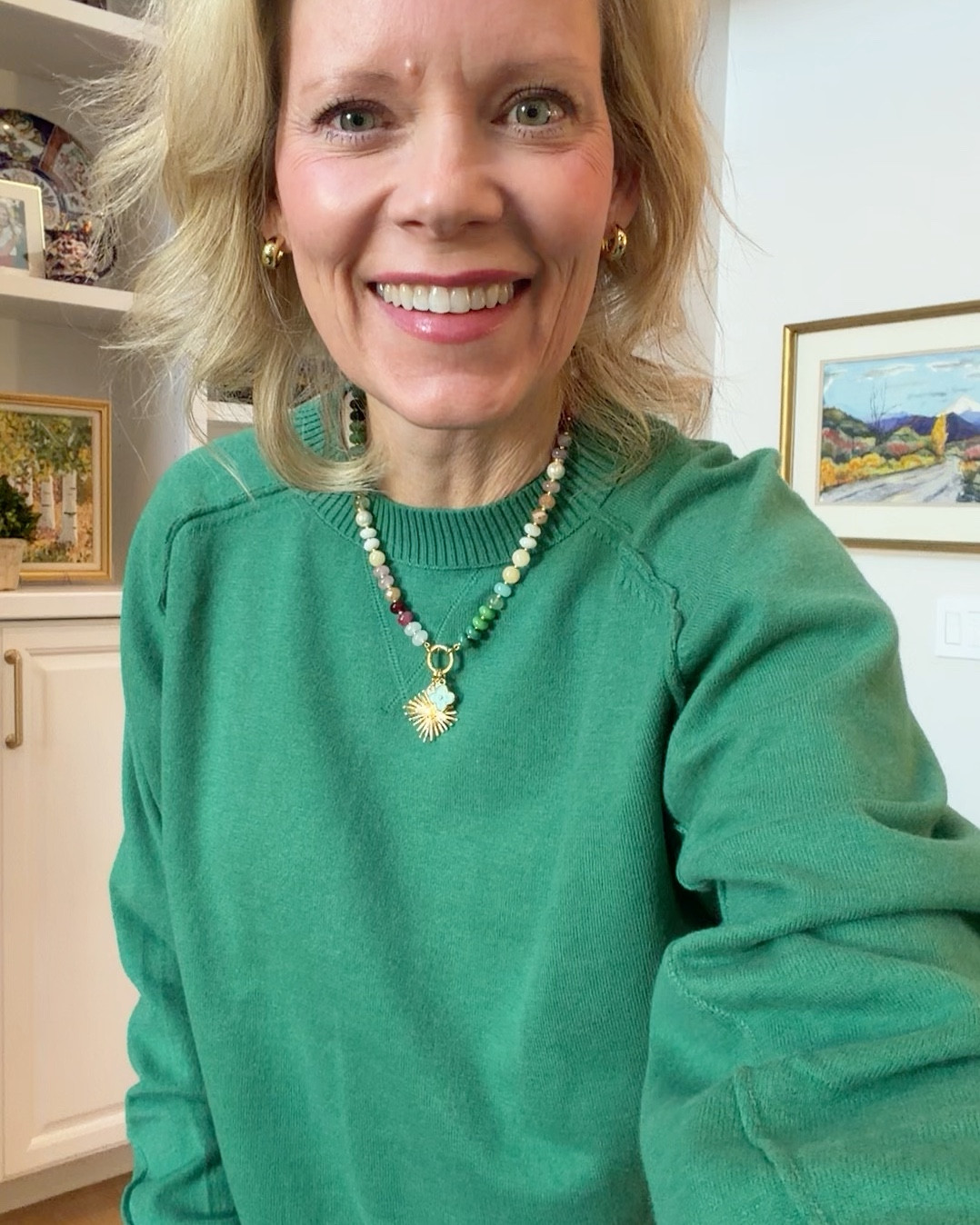 Wearing this pretty green sweater again from Old Navy. I am tempted to get the butter yellow color as well. Bought my regular size small. These  jeans are a new favorite! They have just the right amount of stretch and are so comfortable! Last but not least, how cute is this necklace and these bracelets?! I know I will wear them all the time and I can’t believe how reasonably priced they are!

#LTKdayinmylife