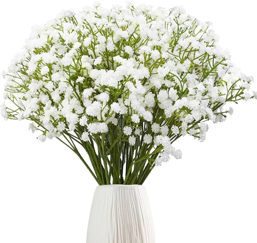 24Pcs Babys Breath Artificial Flowers Bulk, 11inch Fake Baby Breath Flowers White Faux Gypsophila... | Amazon (US)