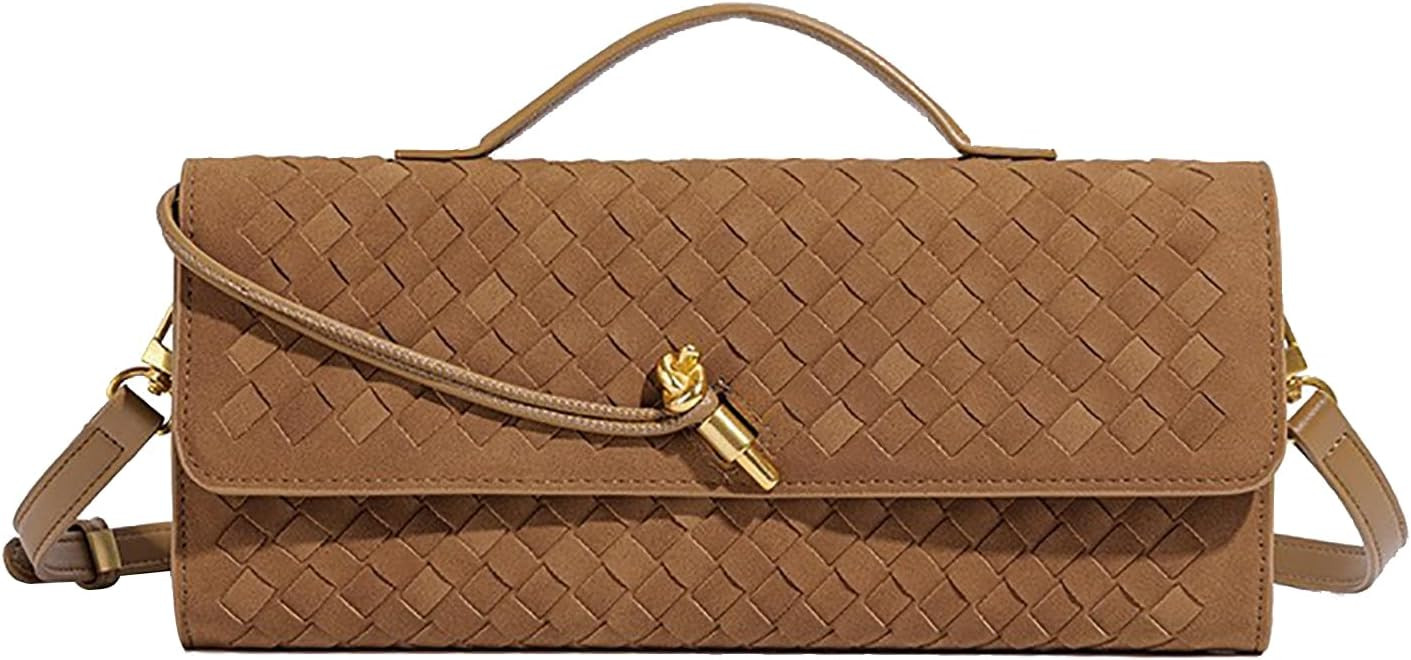 SKYK Trendy Clutch Purses for Women Shoulder Crossbody Bags PU Leather Handbag Woven Evening Bag | Amazon (US)