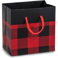 12 Small Red Buffalo Plaid Gift Bags, & Black Check 4"" X 2.5"" . Petite | Etsy (US)