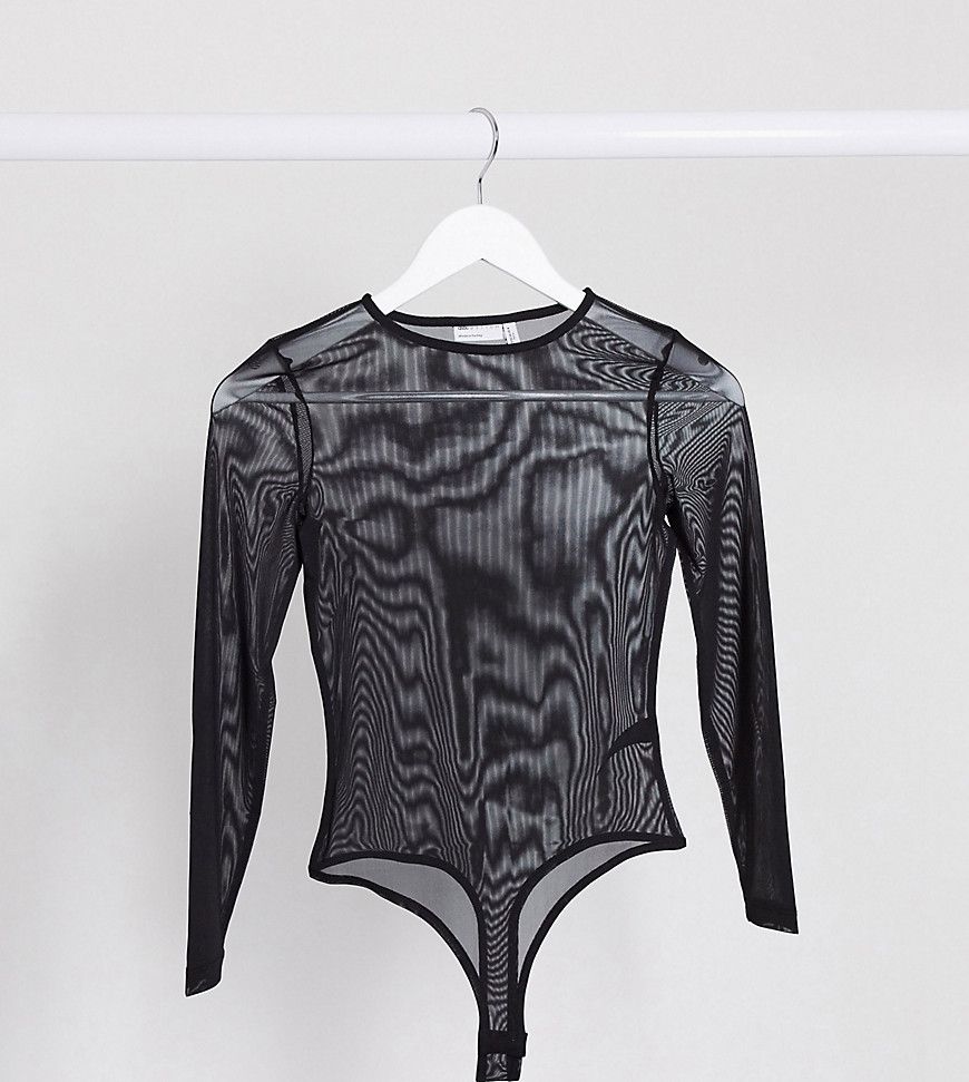 ASOS DESIGN Petite mesh bodysuit in black | ASOS (Global)