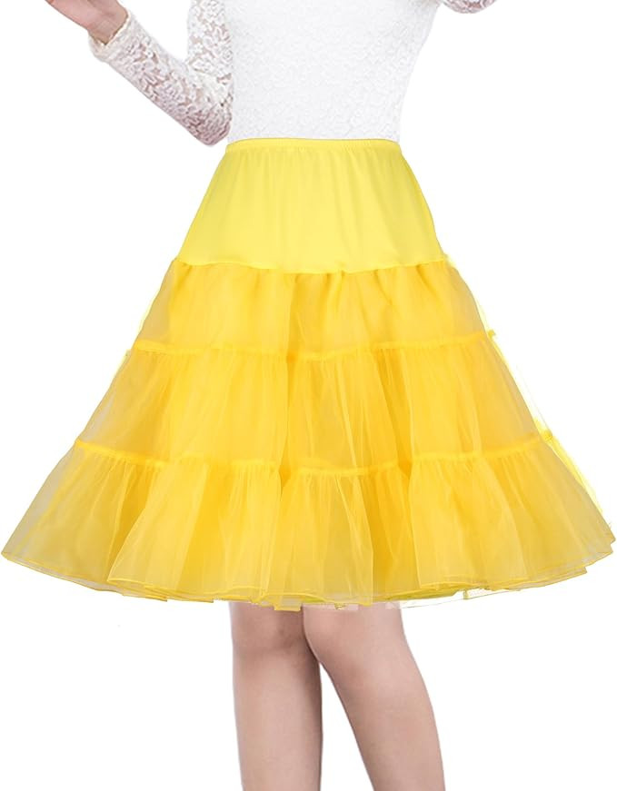 Shimaly® Women's 50s Vintage Petticoat 26" Crinoline Rockabilly Tutu Skirt Slip S-3XL | Amazon (US)
