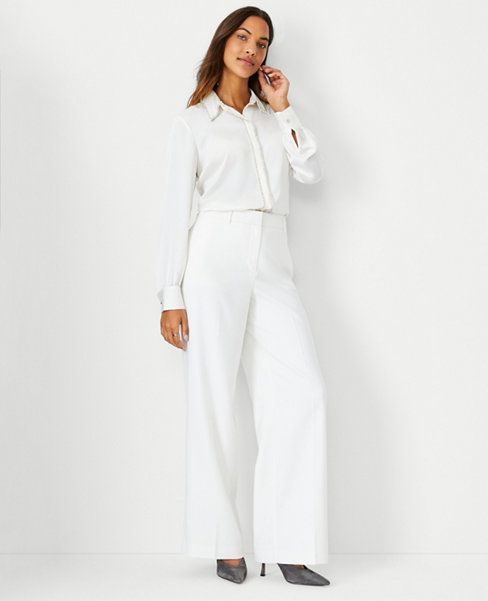 The Petite High Waist Wide Leg Pant in Flannel | Ann Taylor (US)