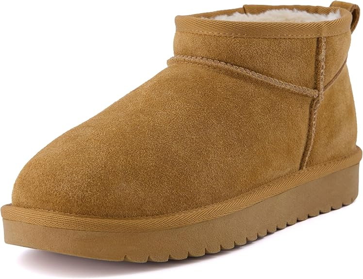 CUSHIONAIRE Women's Hip 2 Genuine Suede Ankle Snow Boots - Pull-On with Cozy Faux Shearling Linin... | Amazon (US)