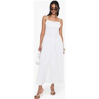 Womens Cotton Poplin Milkmaid Maxi Dress - White - 12 | boohoo (US & Canada)