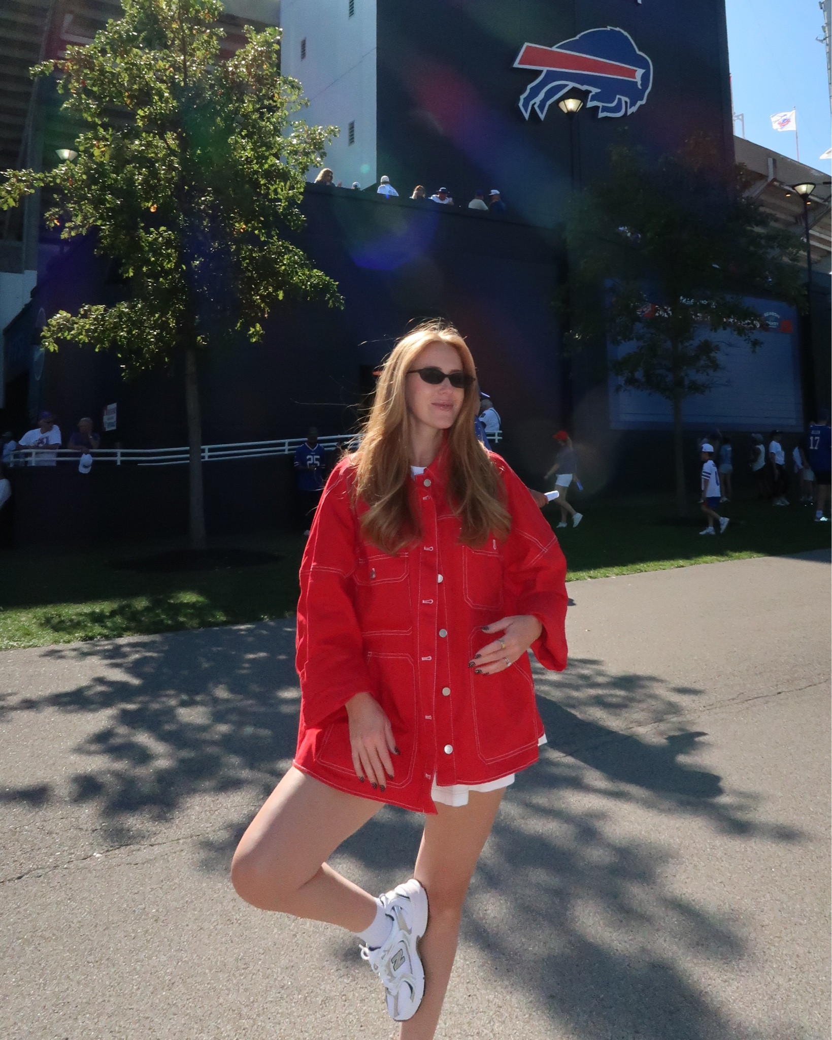 Buffalo Bills game fit ❤️🏈 size M in jacket but could have sized down and still be a good oversized fit!

#LTKdatenight #LTKcanada #LTKstyletip