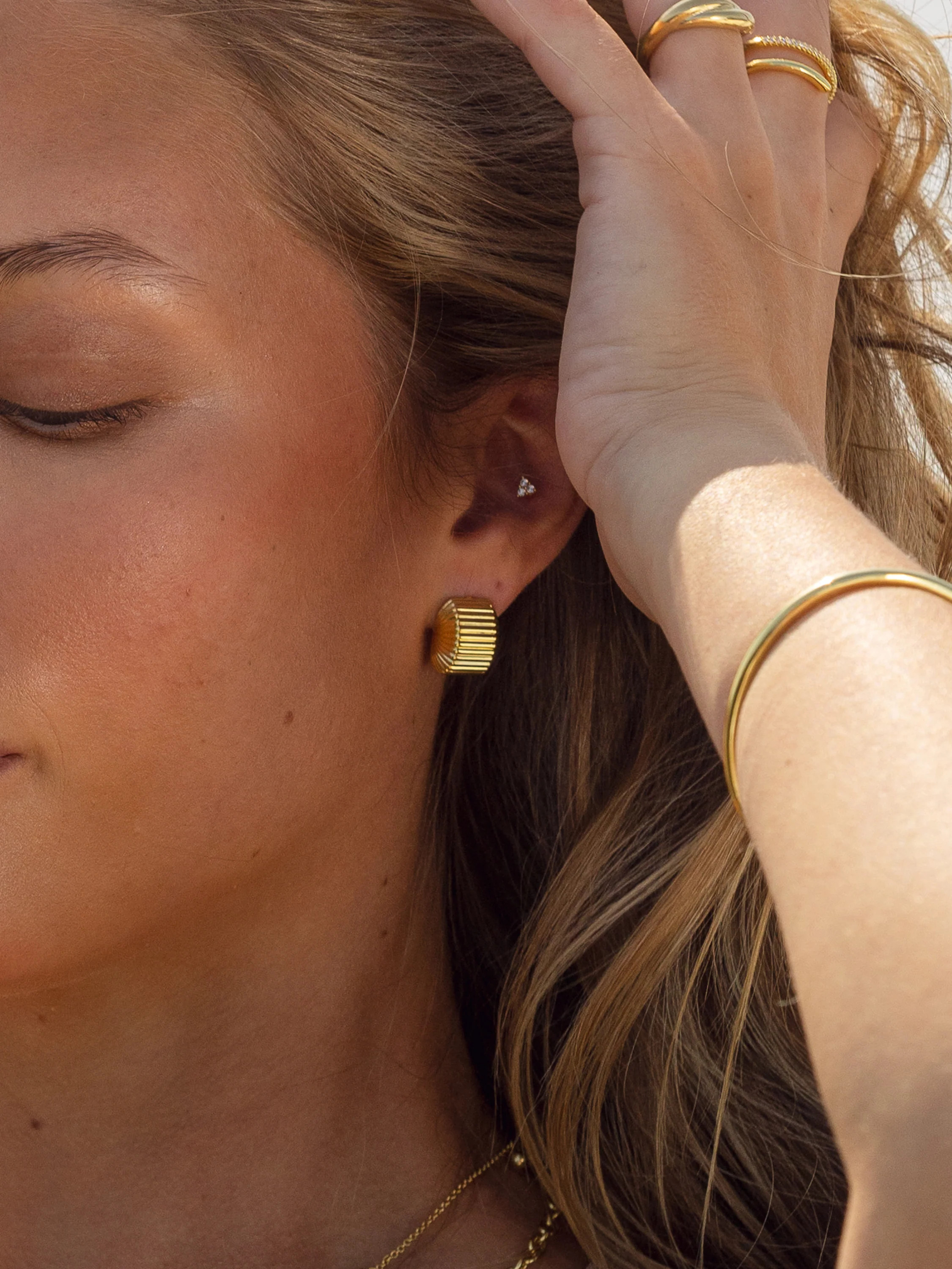 Chunky Ribbed Earrings in Gold | Statement Earrings | Uncommon James | Uncommon James
