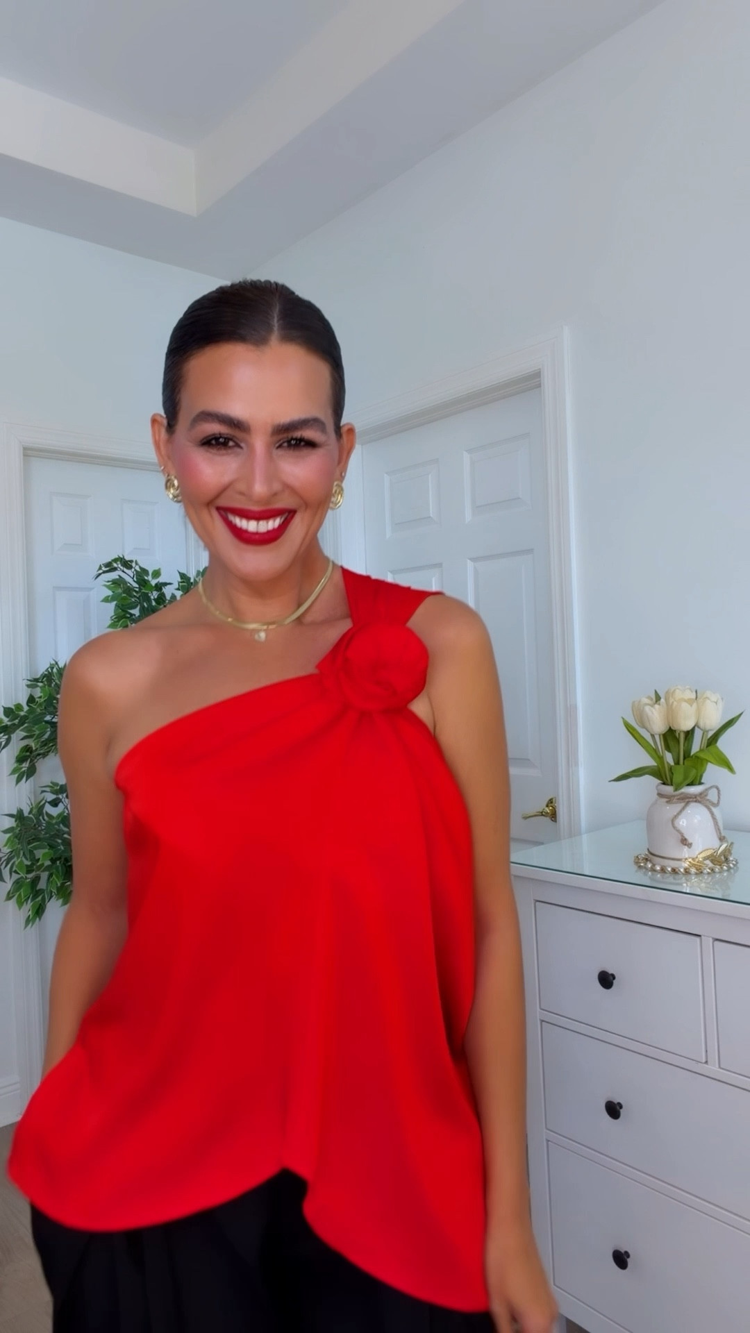 Side L in button down. 
Size 4 in pants.
Wearing a long bra under, size up, it runs small.
Lips the mvp

#LTKBeauty #LTKSeasonal #LTKU