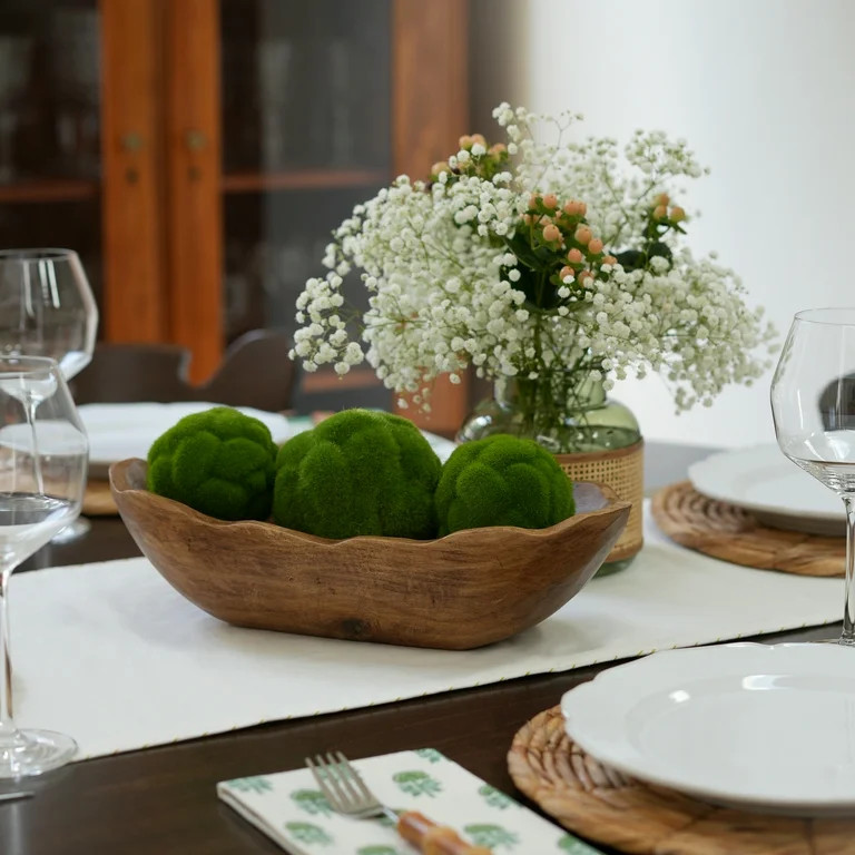 Better Homes & Gardens Indoor Carved Mid-Tone Brown Wood Decorative Dough Bowl | Walmart (US)