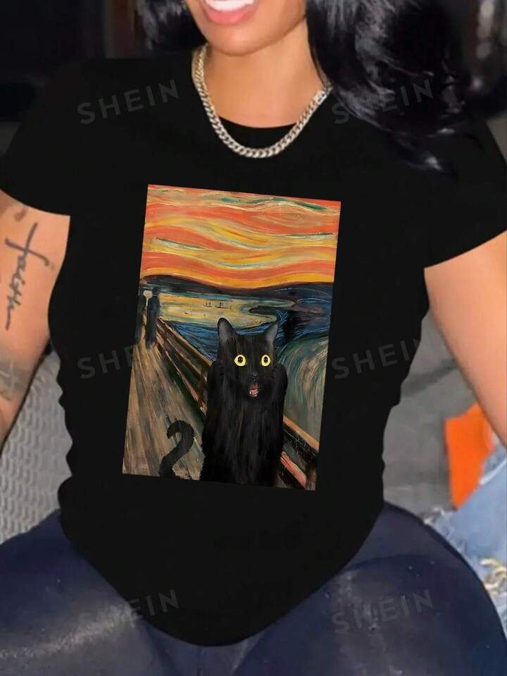 SHEIN Slayr Plus Size Printed Short Sleeve T-Shirt | SHEIN
