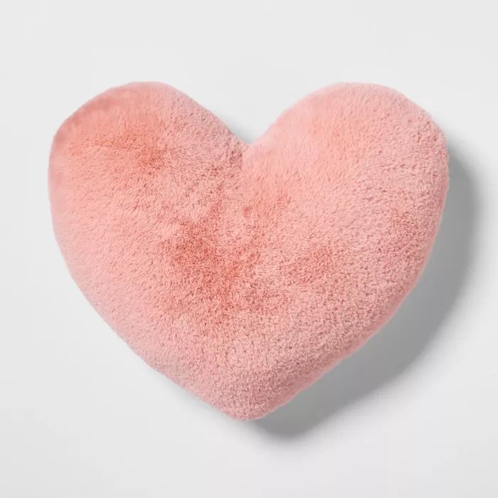 Heart Faux Fur & Velvet Throw Pillow Pink - Pillowfort™ | Target