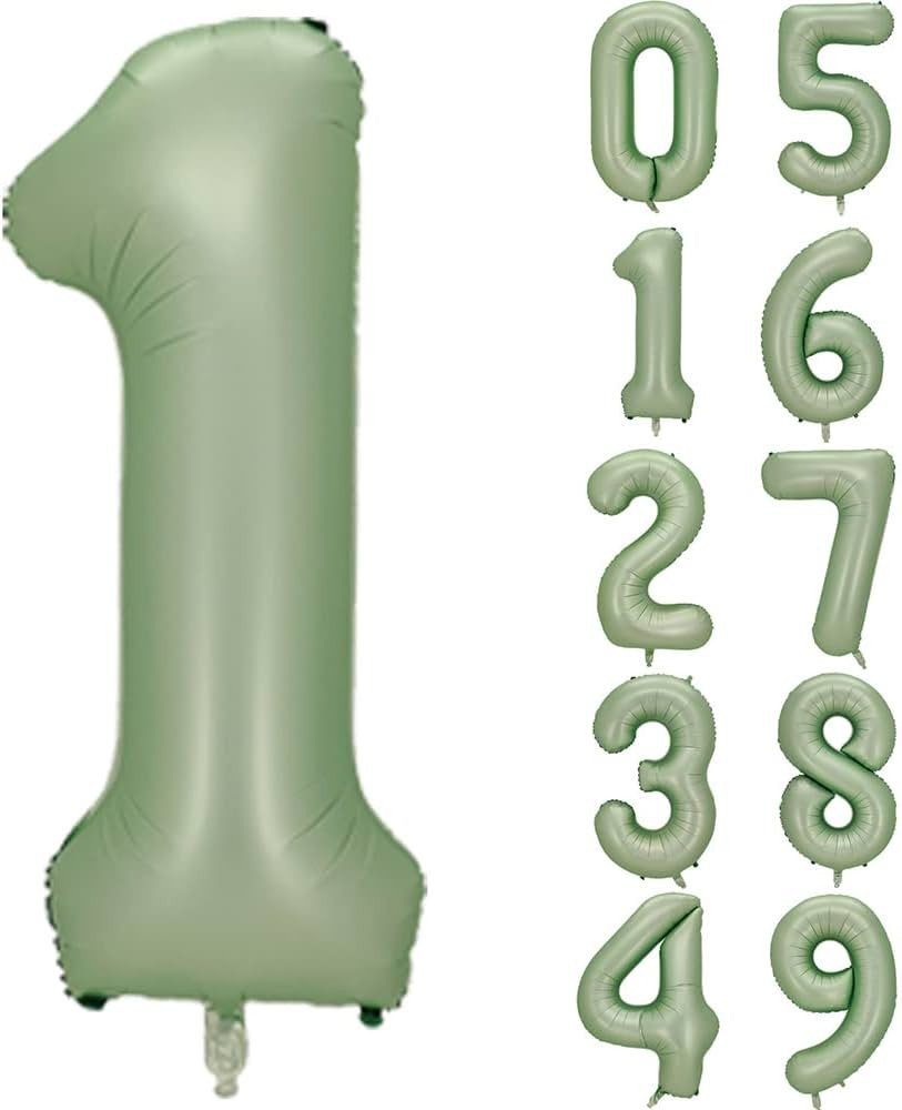 Number 1 Balloon, Large number balloons 40 inch Decor, 1st Birthday Party Decorations, Sage Green | Amazon (US)