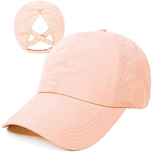 HGGE Womens Criss Cross Ponytail Baseball Cap Adjustable High Messy Bun Ponycap Quick Drying Hat | Amazon (US)
