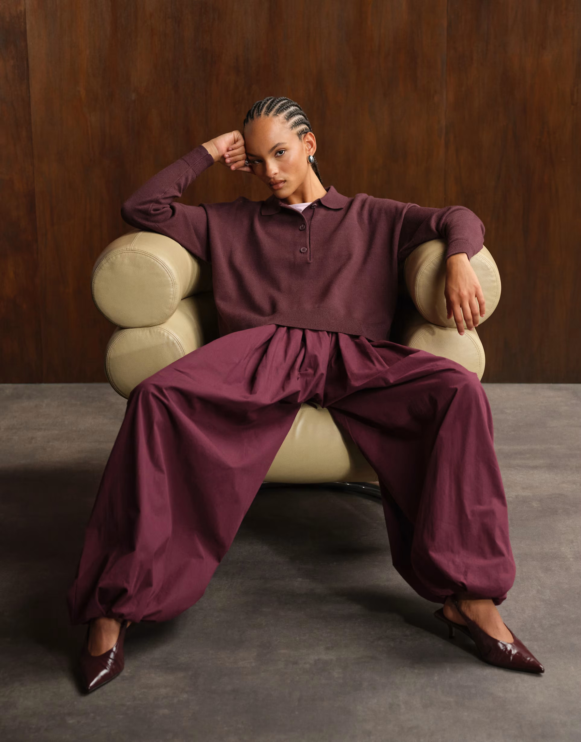 ASOS DESIGN cotton balloon trouser in plum | ASOS | ASOS (Global)