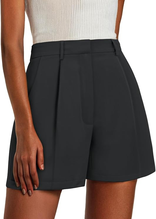 Feiersi Womens Shorts Dressy Casual Elastic Waisted Tailored Work Shorts with Pockets | Amazon (US)