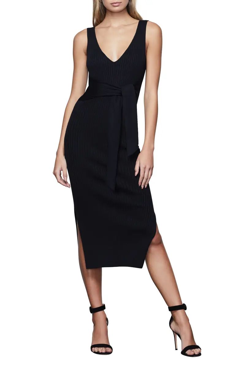 Rib Knit Tie Waist Midi Dress | Nordstrom