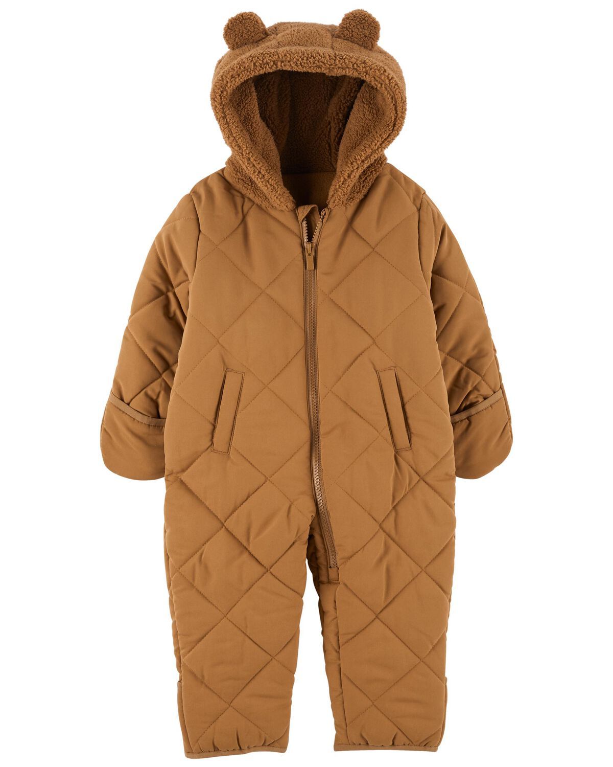 Brown Baby Quilted Bear Hood Snowsuit | carters.com | Carter's