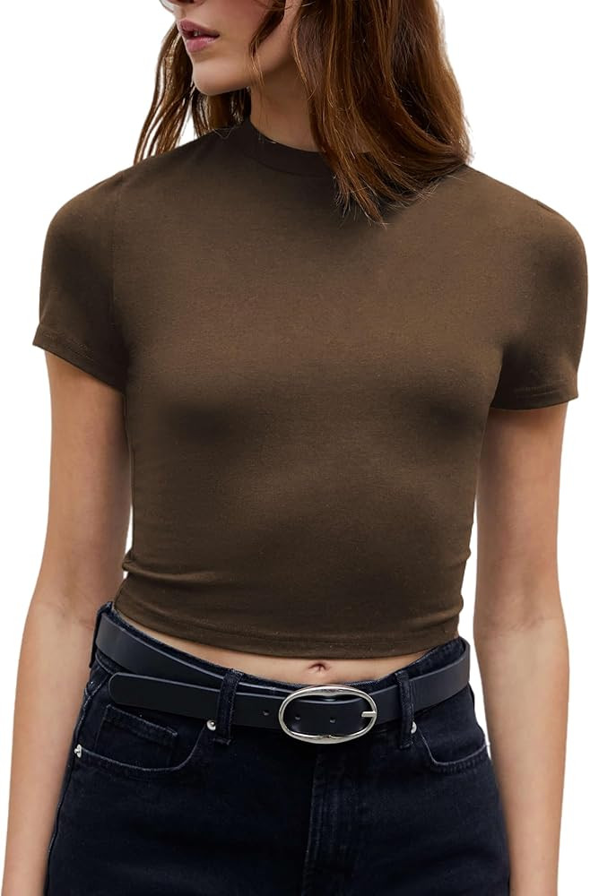 CIDER Essential Womens Summer Tops Short Sleeve Slim Fit Baisc T-Shirt for Women 2024 Crop Cute Y... | Amazon (US)