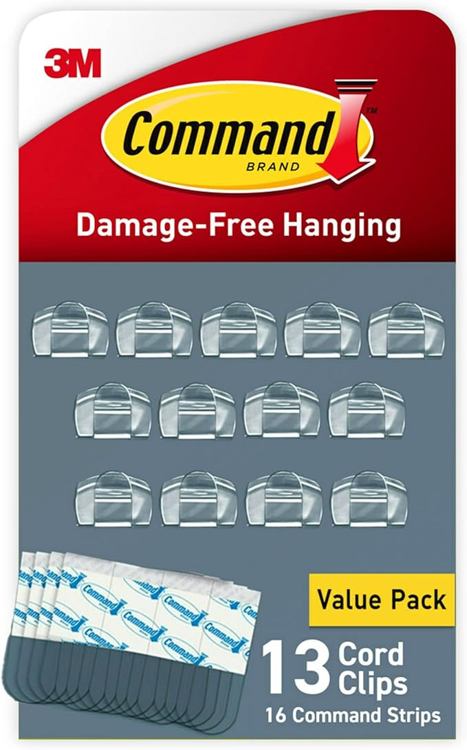 Command Round Cord Clips, Damage-Free Hanging Cable Clips, No Tools Wall Clips for Hanging Electr... | Amazon (US)
