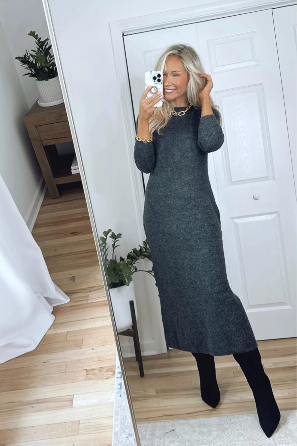 Rib-knit fitted dress, Contemporaine, Knit