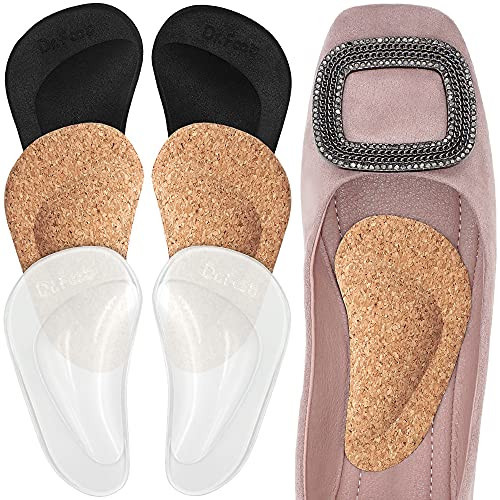 Dr. Foot's Arch Support Shoe Insoles for Flat Feet, Gel Arch Inserts for Plantar Fasciitis, Adhesive Arch Pad for Relieve Pressure and Feet Pain- 3 Pairs (Cork+Transparent+Black, 3 Count (Pack of 1)) | Amazon (US)