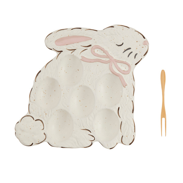 Pink Bunny Deviled Egg Platter | Mud Pie