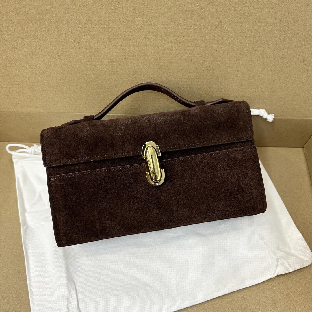 Leather Clutch Purse, Genuine Suede Handbag, Minimal Design Purse, Small Leather Tote - Etsy | Etsy (US)