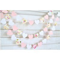 Pink Floral Heart Garland Shabby Chic Party Decor | Etsy (US)