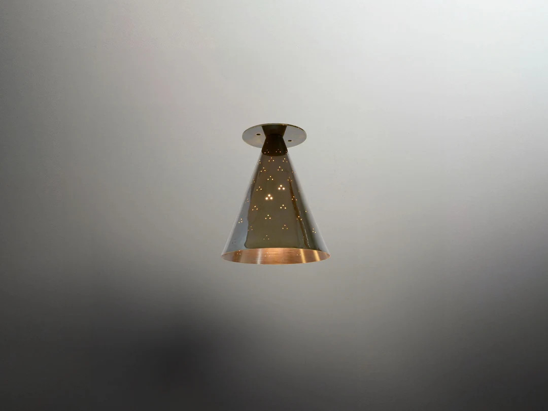 Scandinavian Modern Brass Downlight, Directional Ceiling Spot Light, Small Brass Flush Mount Ligh... | Etsy (US)