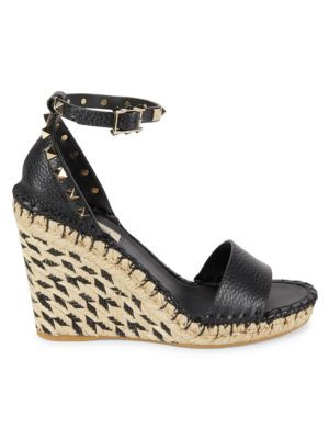 101MM Rockstud Leather Wedge Espadrille Sandals | Saks Fifth Avenue OFF 5TH